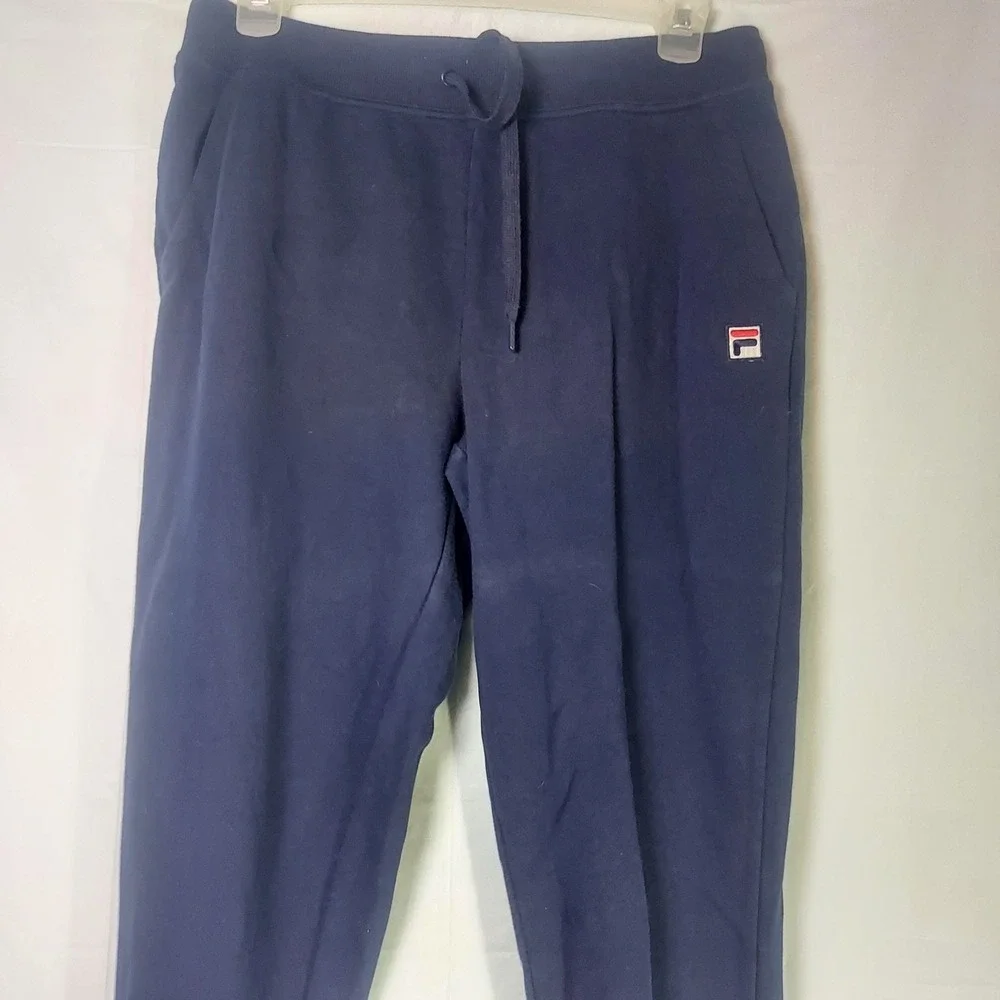 FILA Logo Navy Blue Lounge Pants Drawstring Sweatpants Mens Large L‎ Casual